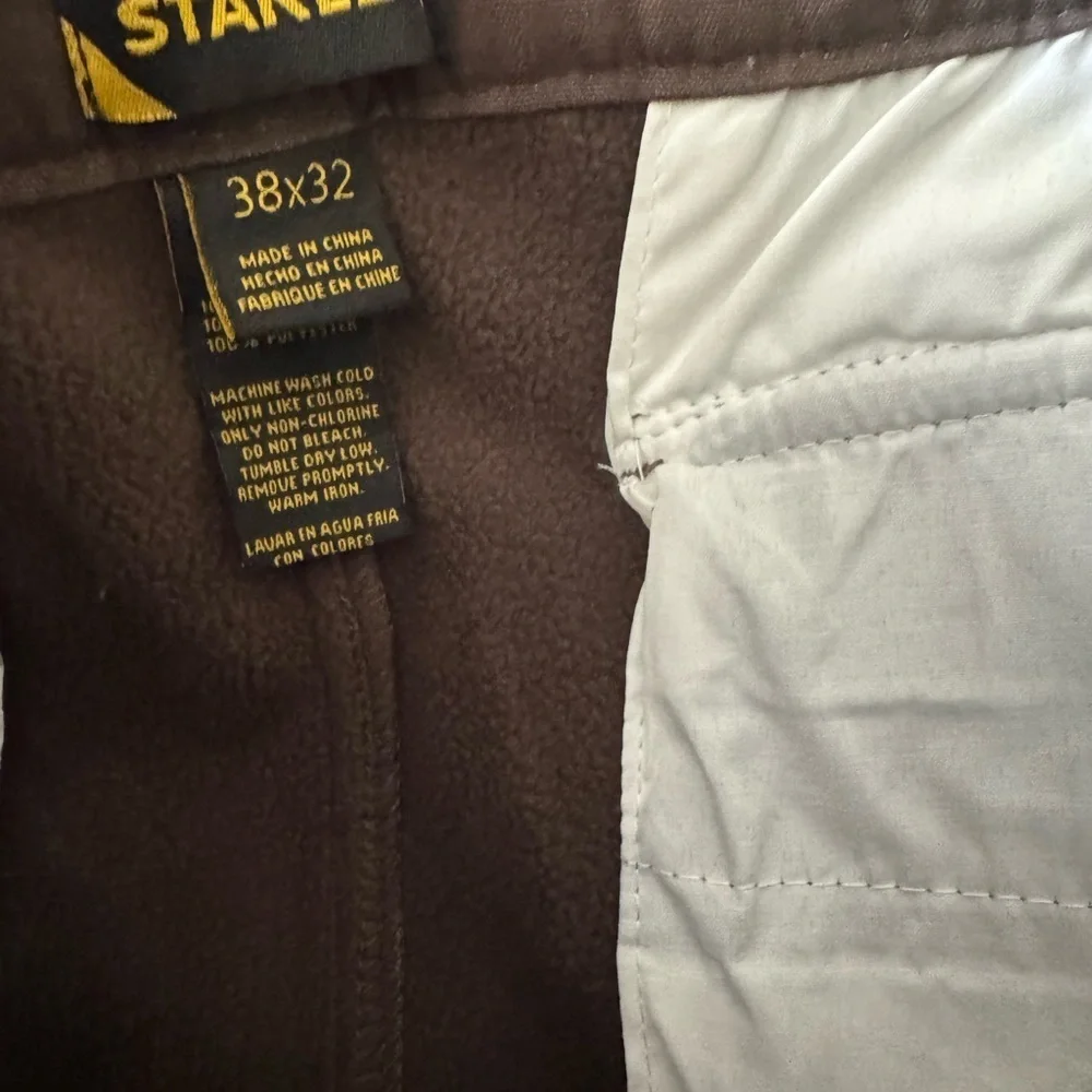 STANLEY Workwear Mens Fleece Lined Work cargo Pants chocolate brown size 38x32